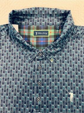 William Murray Keep’Em Coming Navy Teal AOP Men’s 2XL Performance Polo